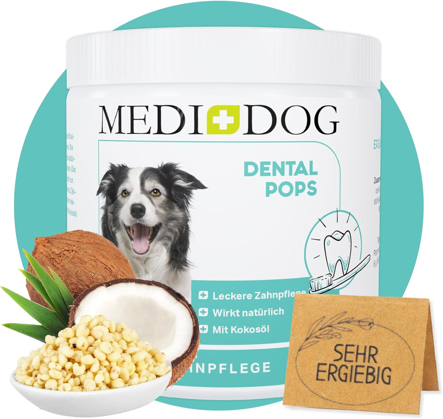 MEDIDOG Dental Pops - 250 g - Natural Dental Care for Dogs - Against Mouth Odour - Teeth Cleaning Without Chemicals