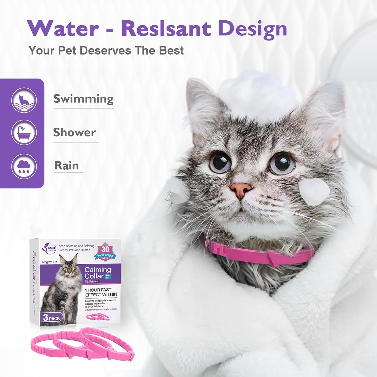 3 Pack Calming Collar for Cats and Kittens Pheromone Collar Efficient Relieve Reduce Anxiety Stress