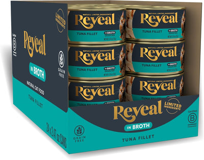 Reveal Natural Wet Cat Food, 24 Count, Grain Free, Tuna in Broth, 70g Tins