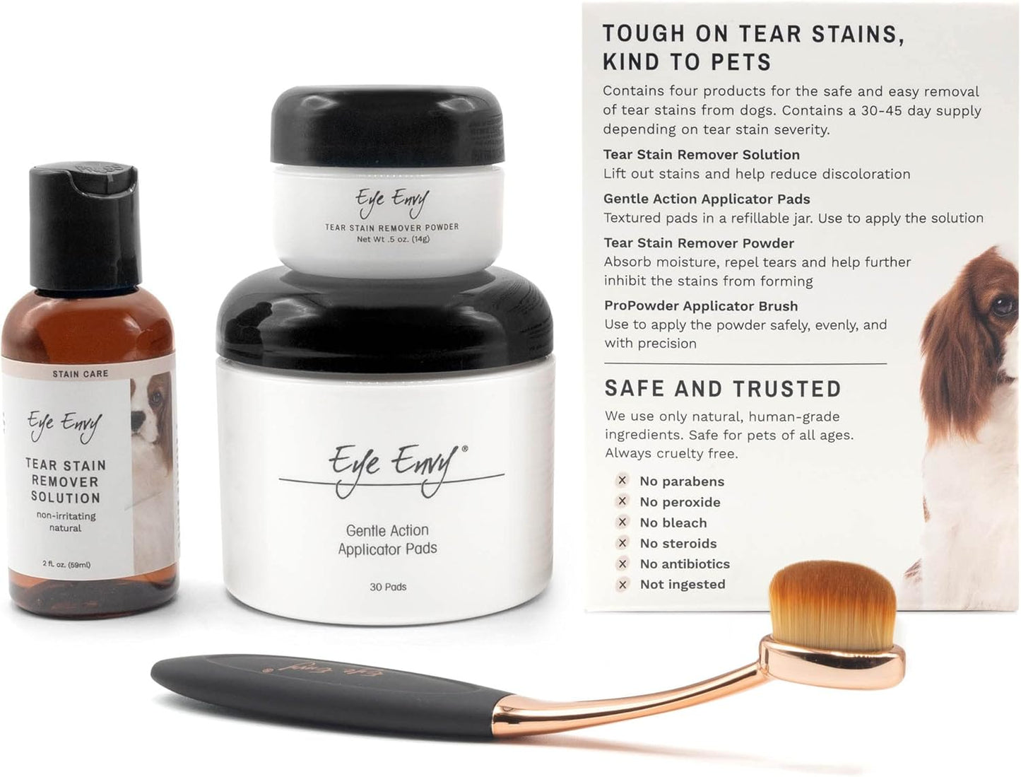 Eye Envy Dog Tear Stain Remover Starter Kit with ProPowder Brush,Made in USA
