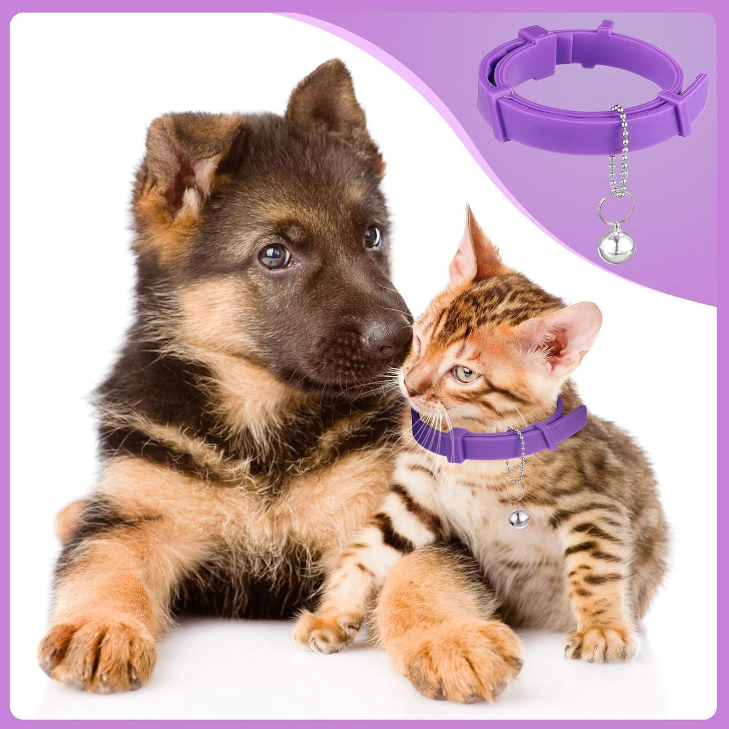 4 Pieces Cat Calming Collars Adjustable Cat Pheromones Calming Collars with 4 Bells