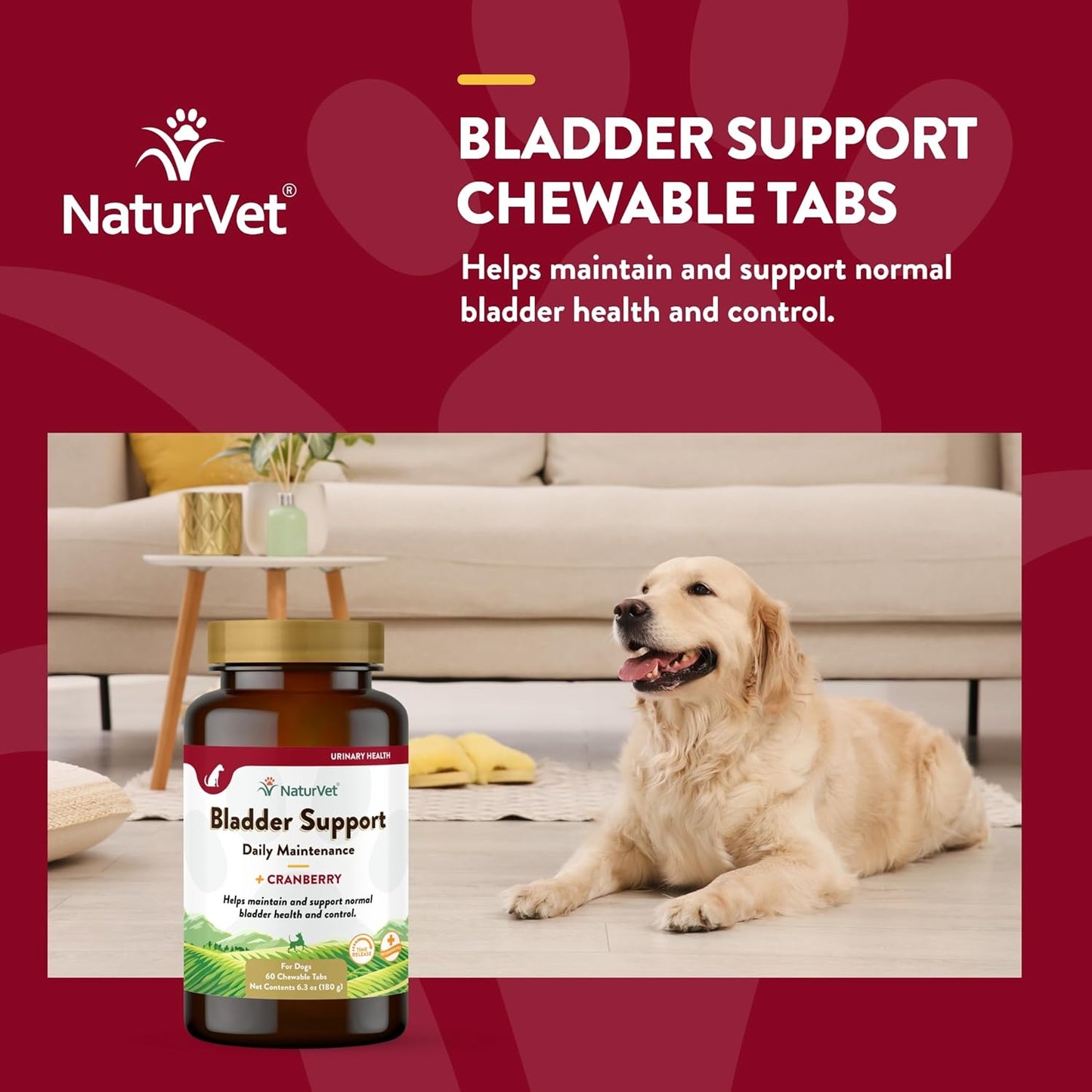 NaturVet Senior Dog Bladder Support Tablets, 60 Pills