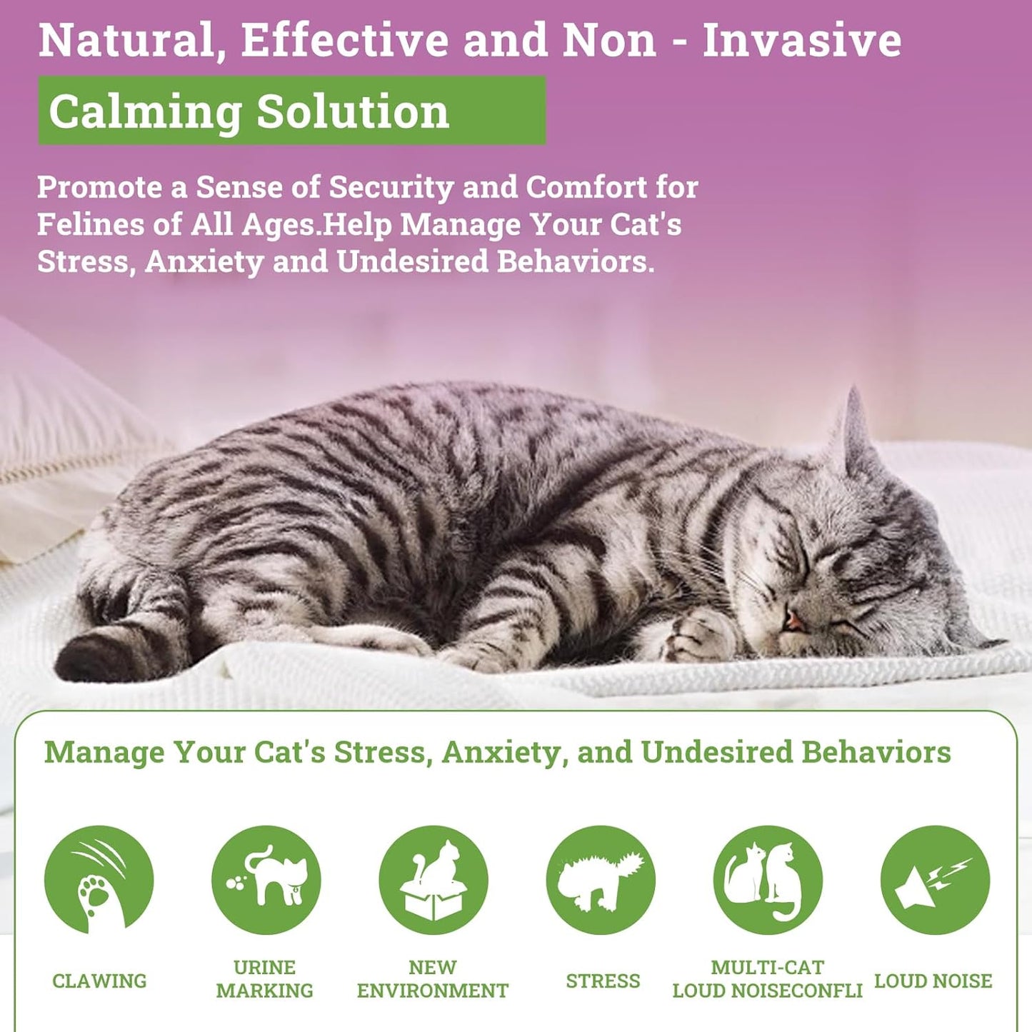 Cat Calming Diffuser Plug in - 6 Pack , Includes 2 Diffusers & 6 Refills