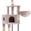 Heybly HCT200SMU Cat Scratching Post, 125 cm, Small Cat Tree, Spacious and Comfortable Scratching Post with Cave