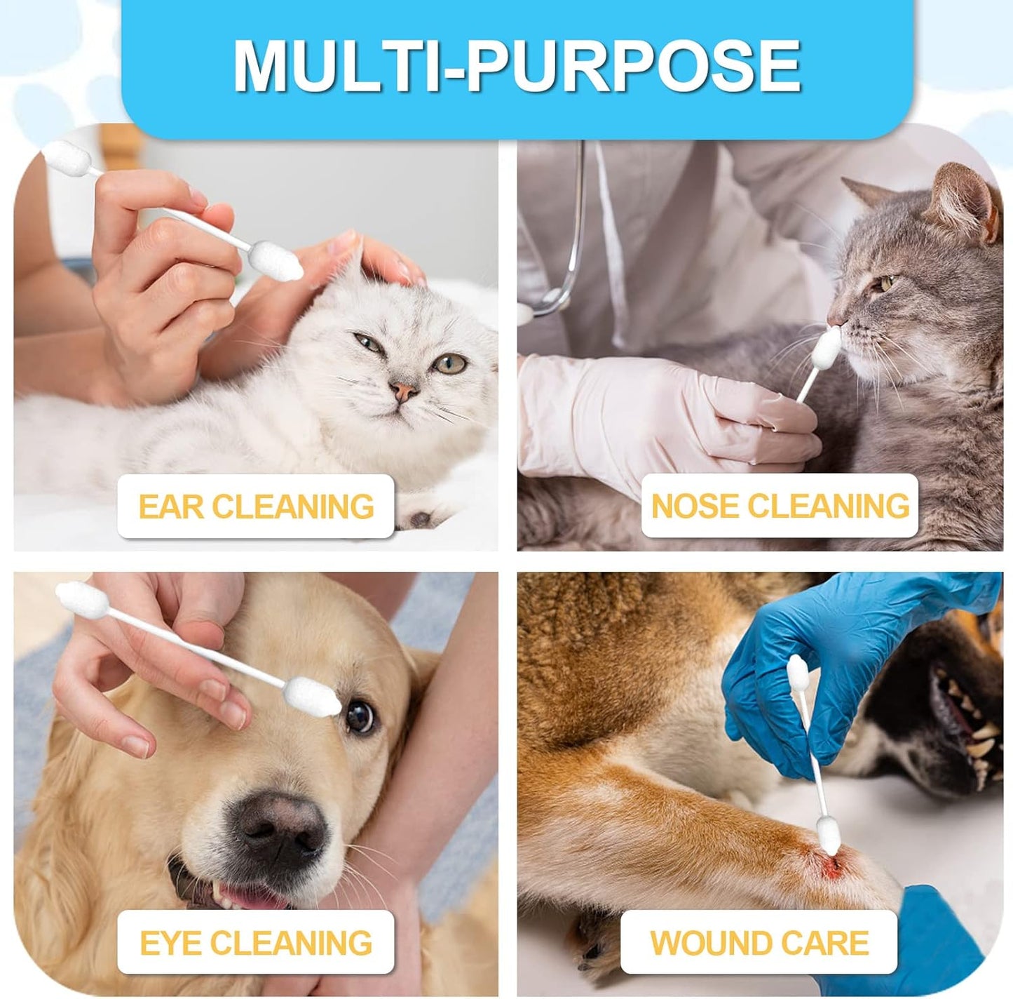 Dog Ear Cleaning Swabs – Gourd-Shaped Design for Safe Pet Ear Care, L-Size, 56 Pcs