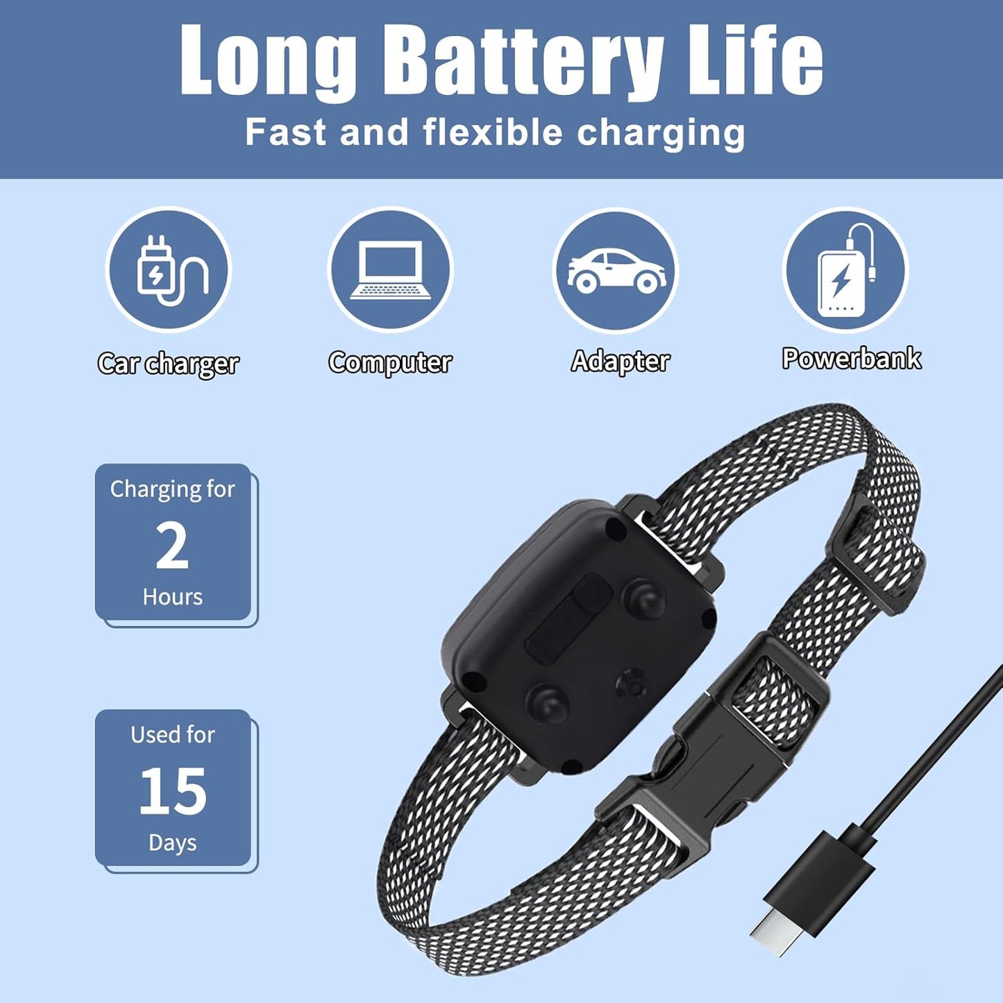 Anti Bark Collars for Dogs, No Shock Bark Collar, IP67 Waterproof Barking Collar