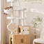 Heybly Cat Tree with Litter Box Enclosure, Modern 162cm Hidden Cat Tower for Indoor Cats,White Oak