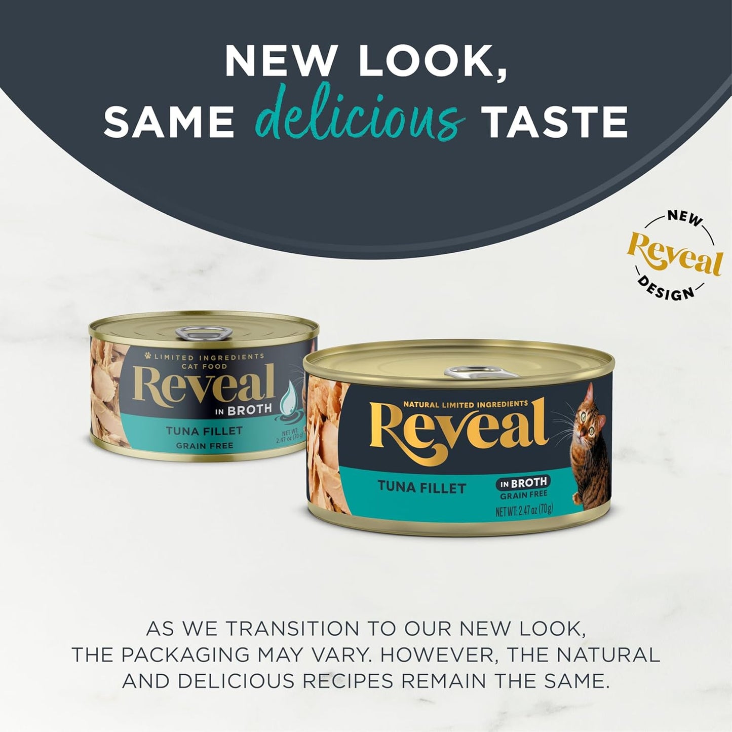 Reveal Natural Wet Cat Food, 24 Count, Grain Free, Tuna in Broth, 70g Tins