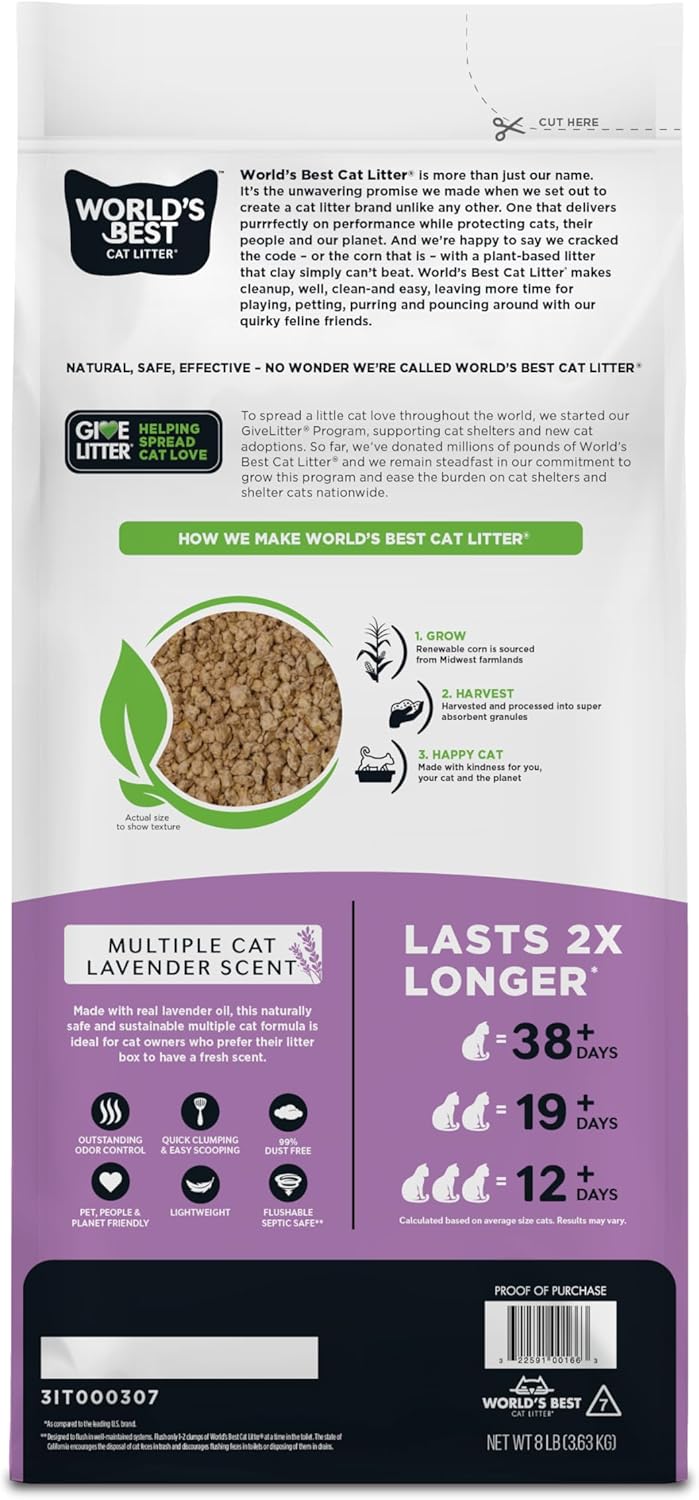 World's Best CAT Litter Multiple Cat Lavender Scented 8 Pounds