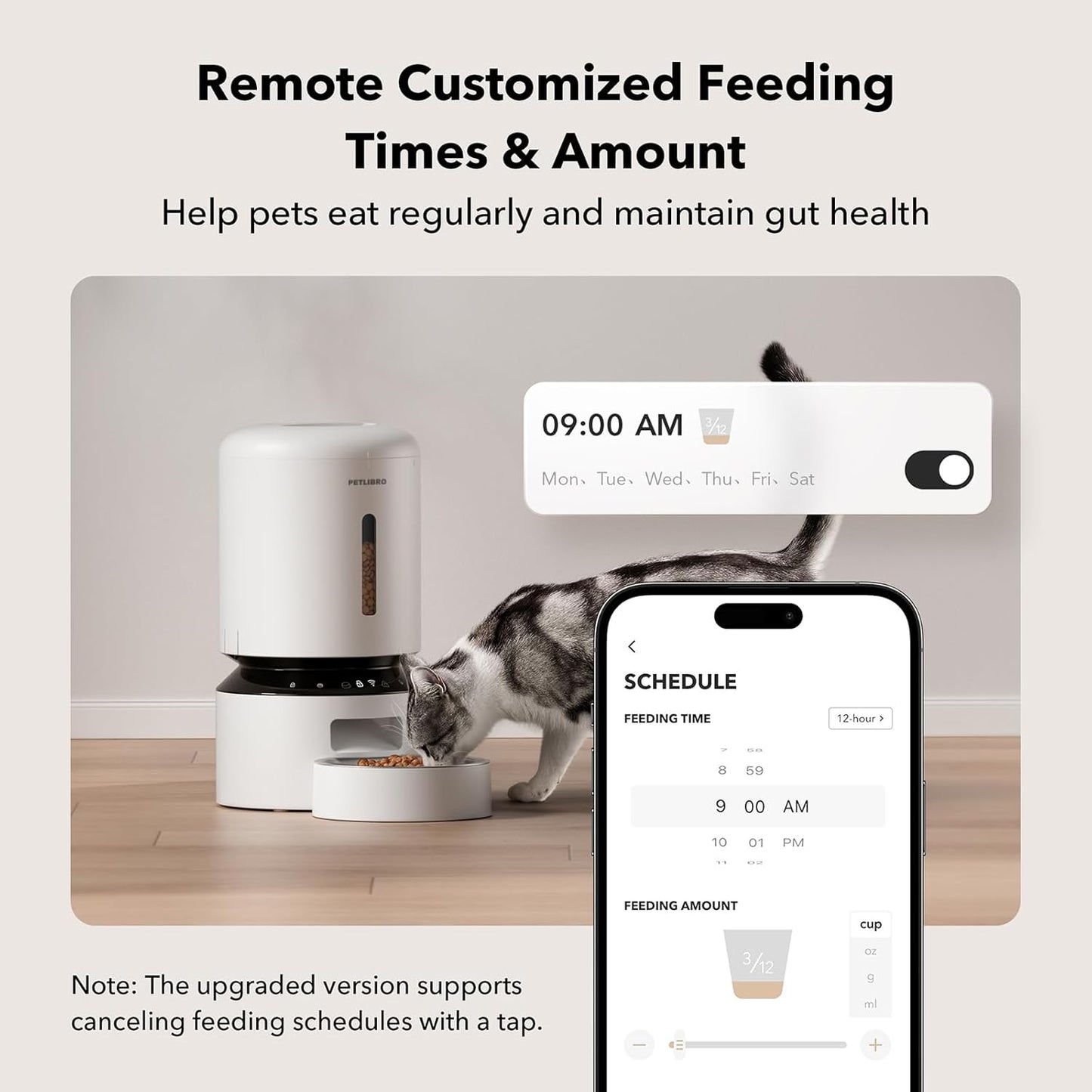 PETLIBRO Granary Automatic Cat Feeder, Smart WiFi App Control (2.4GHz/5GHz), Custom Meal Scheduling & Voice Recording, Dry Food Dispenser, 5L Capacity