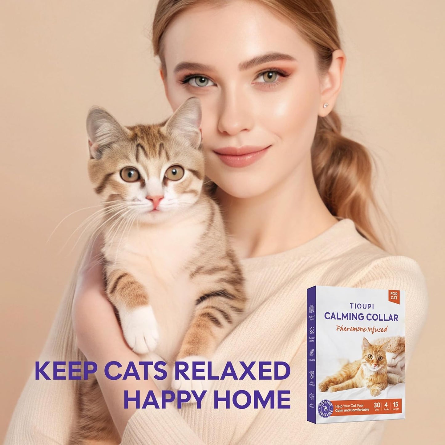 4 Pack Calming Collar for Cats: Anti Anxiety - cat Stress and Anxiety Relief