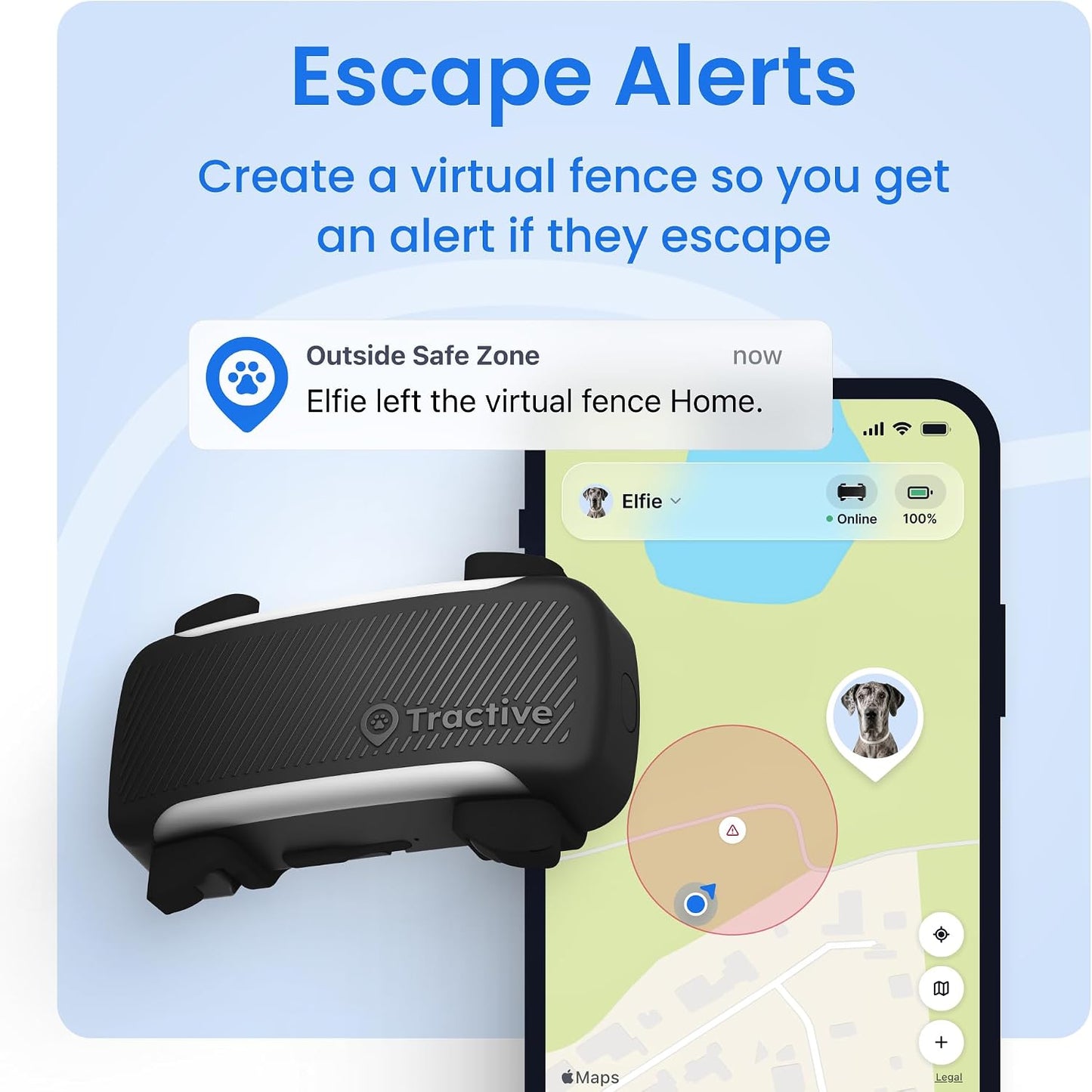 Tractive XL Smart Dog Tracker | 2026 Edition | Real-Time GPS Tracking | Escape & Health Alerts | Vitals Monitoring | Long Battery Life (Black)