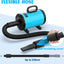 ADVWIN Dog Dryer, Pet Grooming Blow Dryer with LCD Display & Temperature Adjustable, 50-120m/s Adjustable Speed, 4 Different Nozzles, Blue