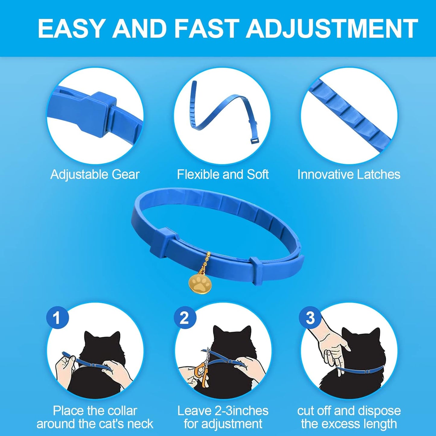 4 Pcs Cat Calming Collar Adjustable Lavender Scent Relaxing Cat Collar with 2 Pendant