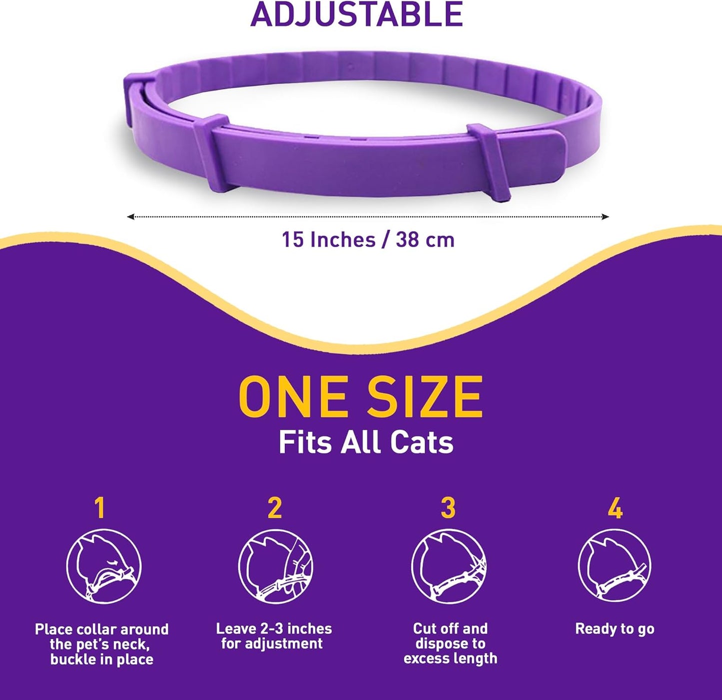 4 Pack Calming Collar for Cats – Pheromone Cat Calming Collar Cat Anxiety Relief and Stress