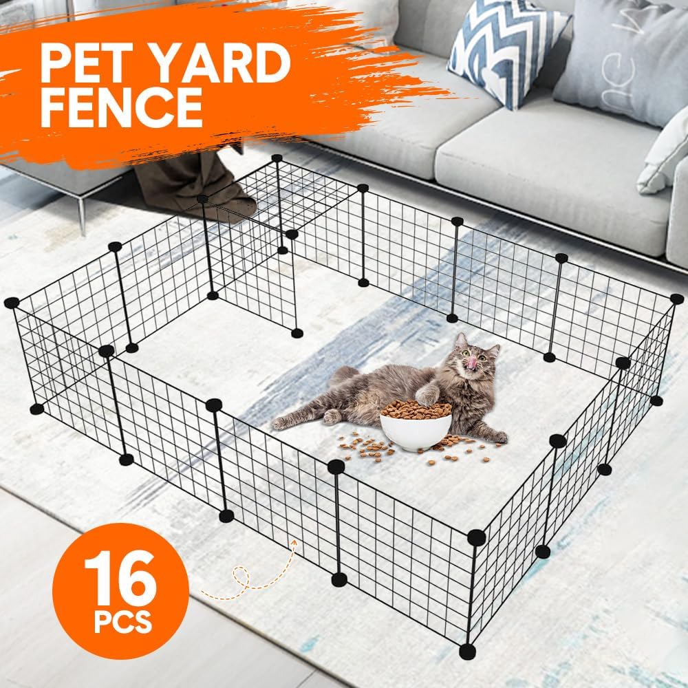 MelPet Pet Playpen Foldable Metal Pet Cage Enclosure Puppy Fence 16 Panels