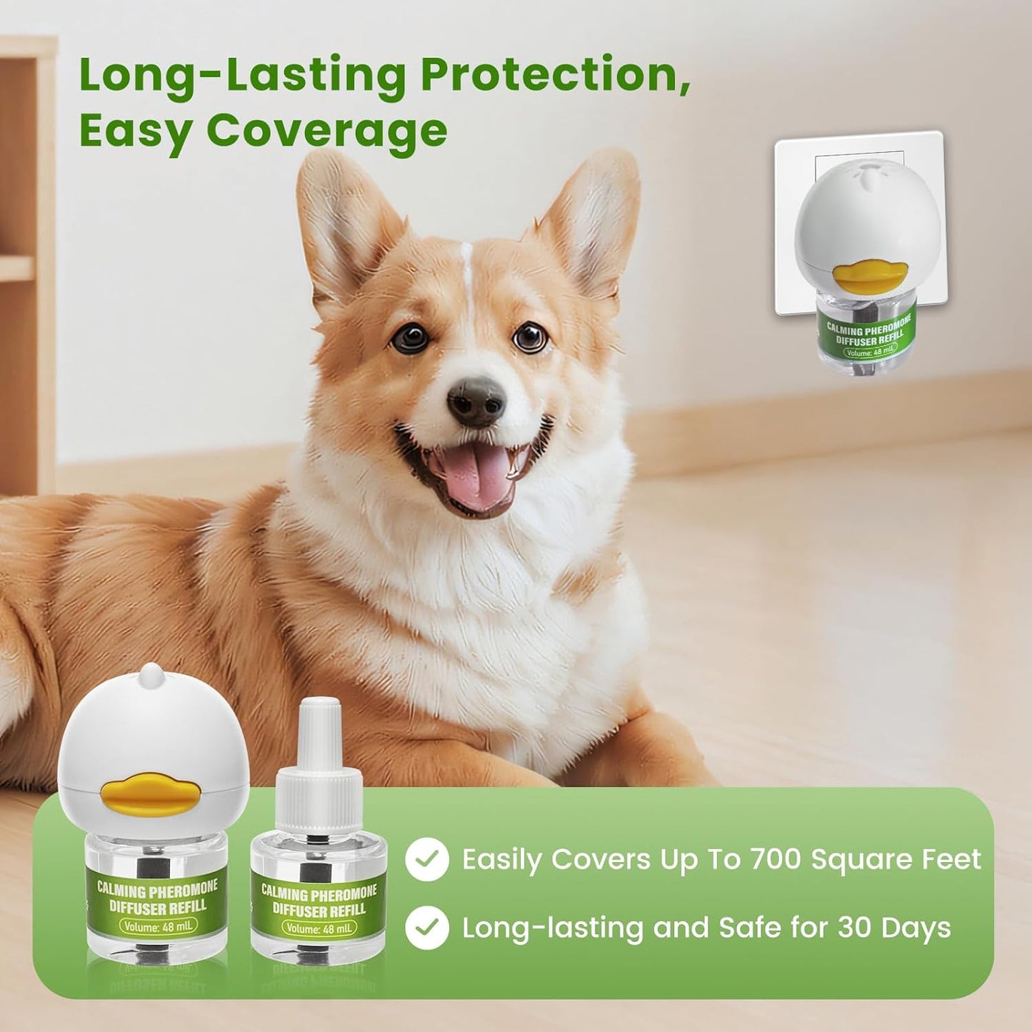 6 Pack Dog Calming Pheromones Diffuser Kit (2 Plug in+6 Pack 48ml Refill)