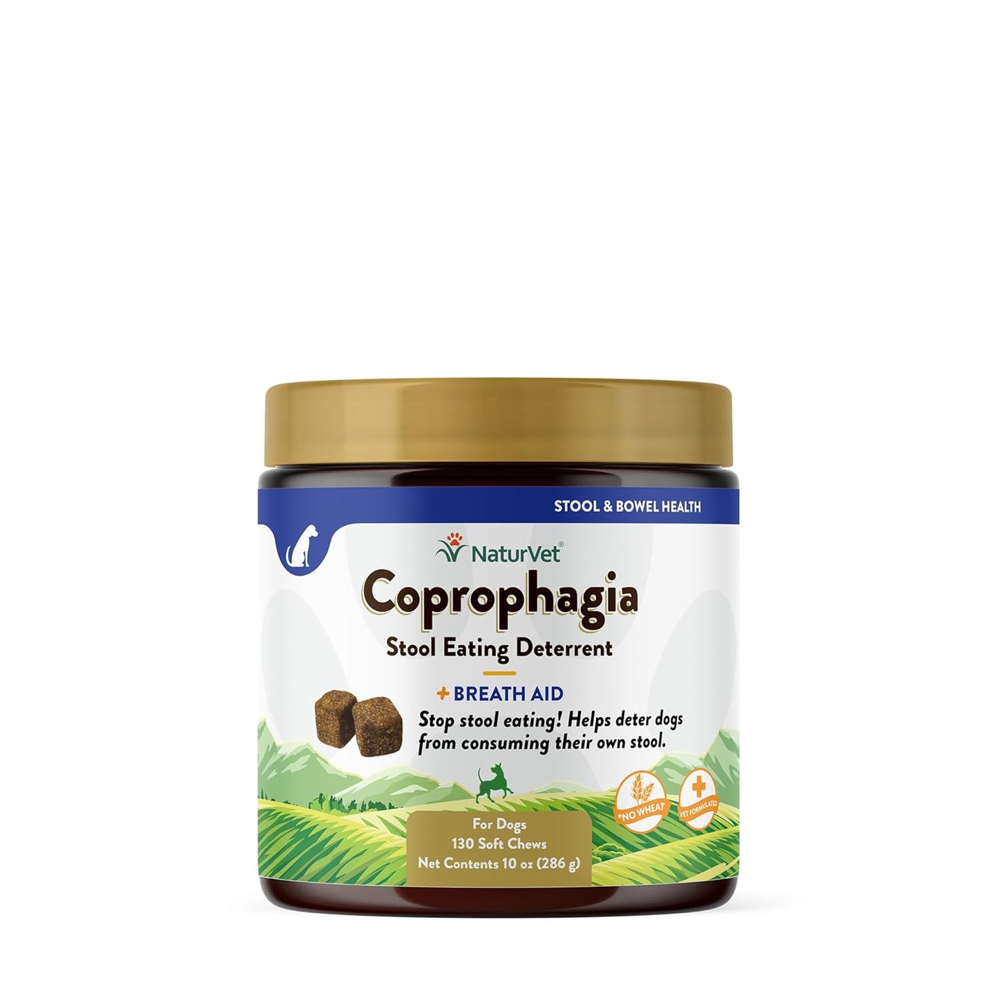 NaturVet Coprophagia Stool Eating Deterrent Plus Breath Aid for Dogs, 130 ct Soft Chews, Made in USA