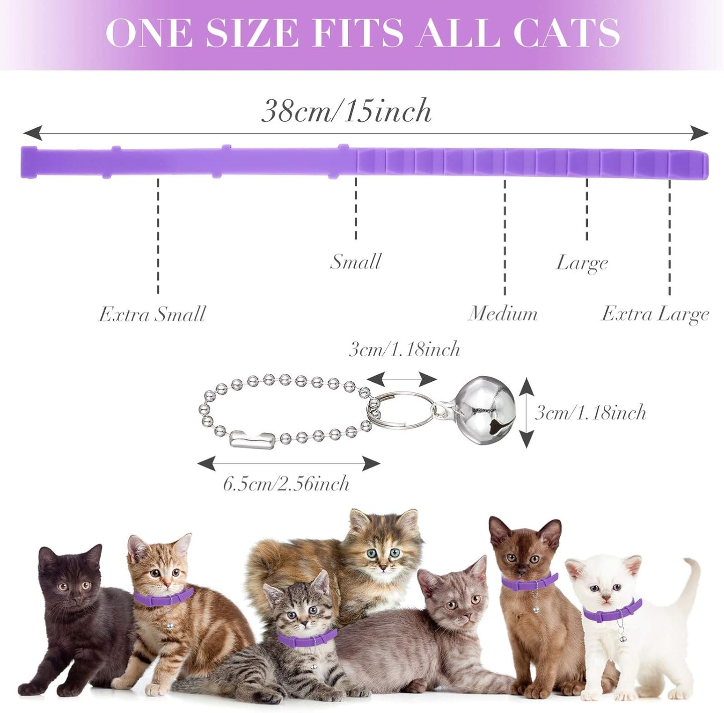 4 Pieces Cat Calming Collars Adjustable Cat Pheromones Calming Collars with 4 Bells