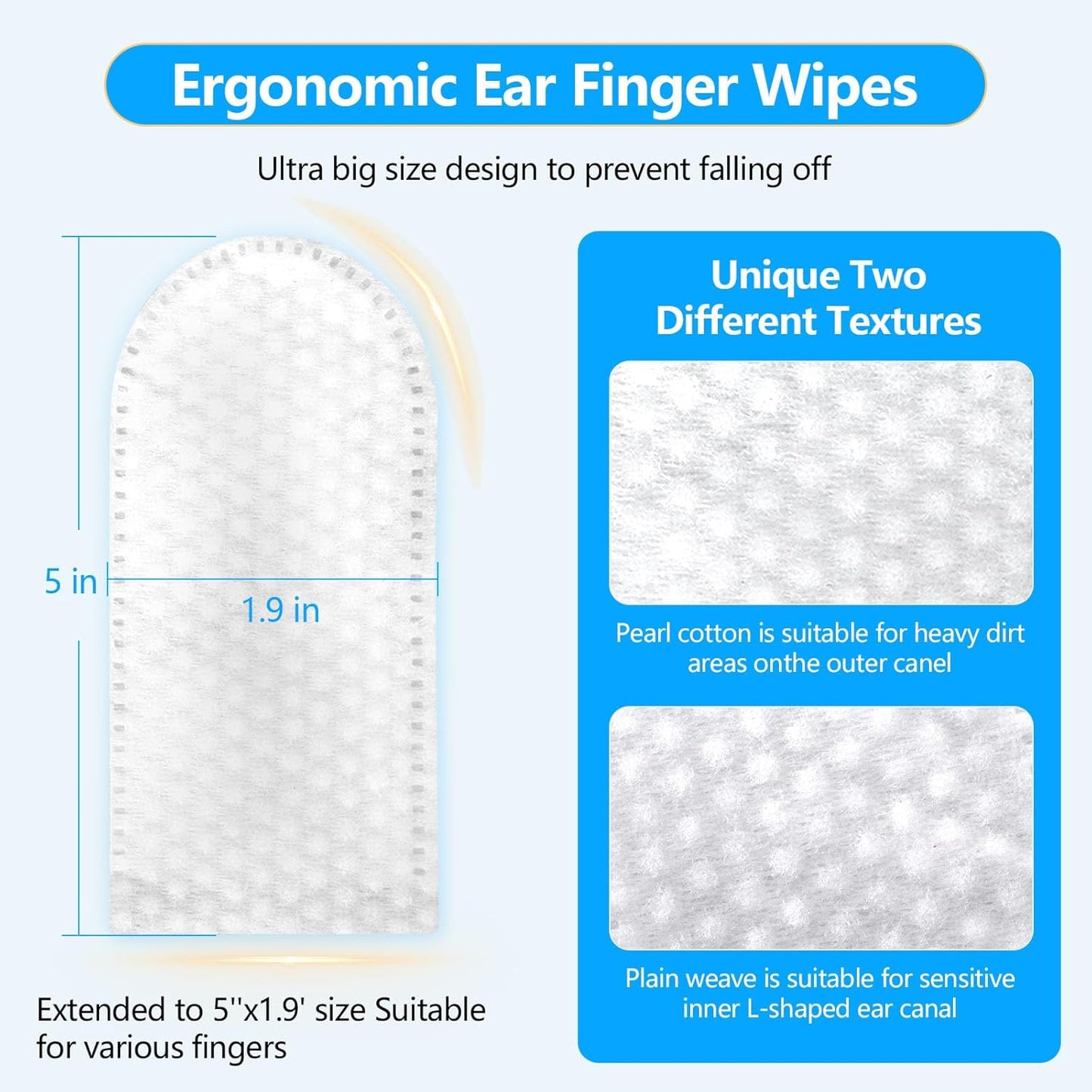 Dog Ear Finger Wipes, Dog and Cat's Ears Ear Cleaning Wipes, can Remove Dirt and Earwax,Wipes 60 Pieces