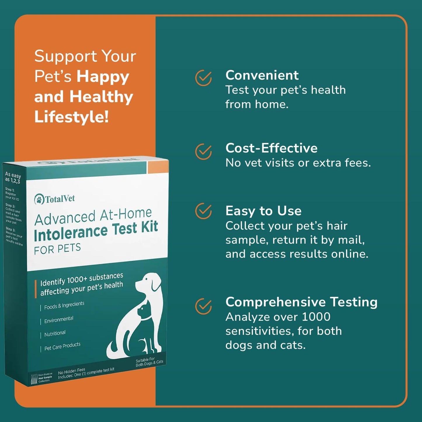 TotalVet Dog Allergy +1000 Food & Nutritional Sensitivity Test, Pet Intolerance Kit at Home