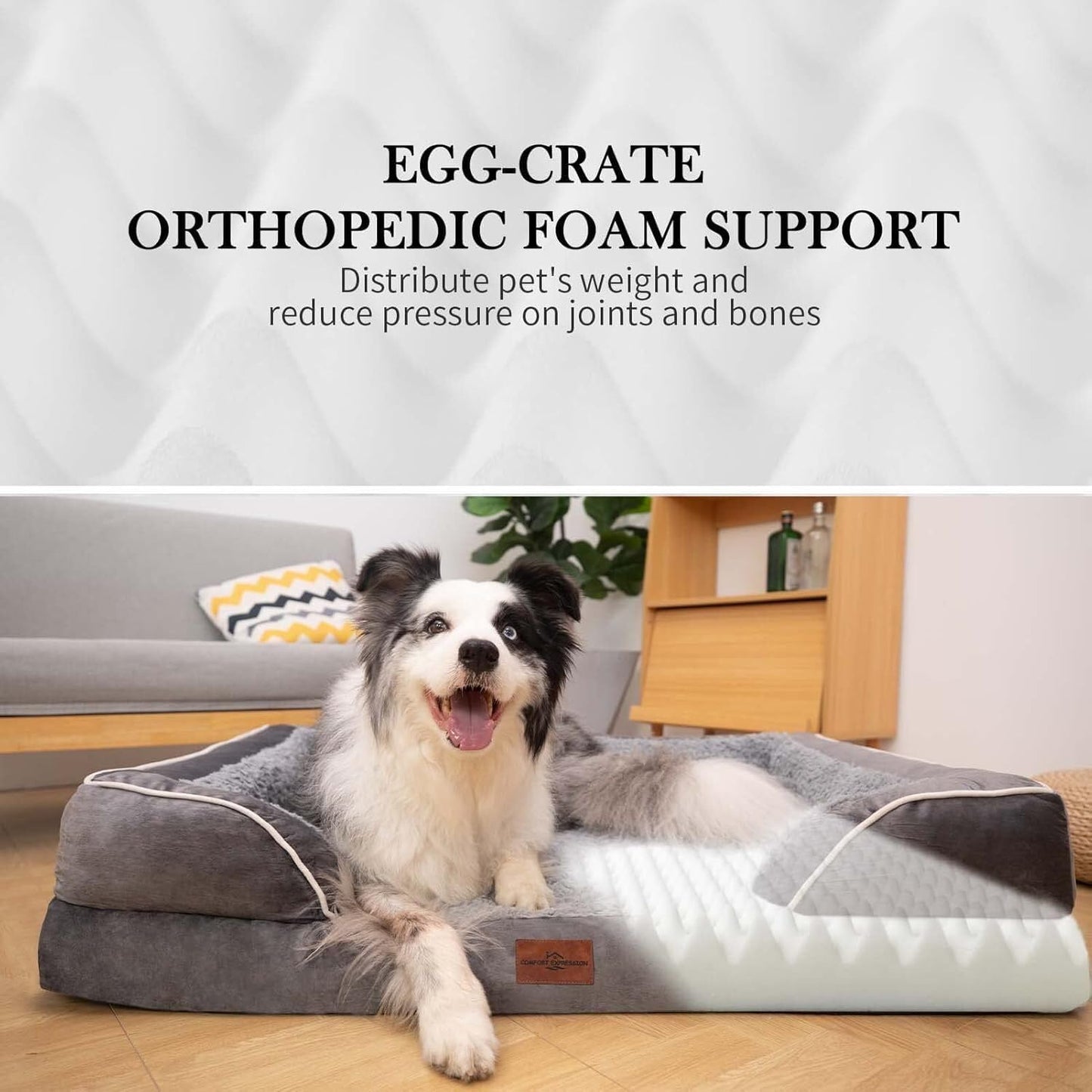 Comfort Expression Waterproof Orthopedic Dog Bed Foam Dog Beds for Extra Large