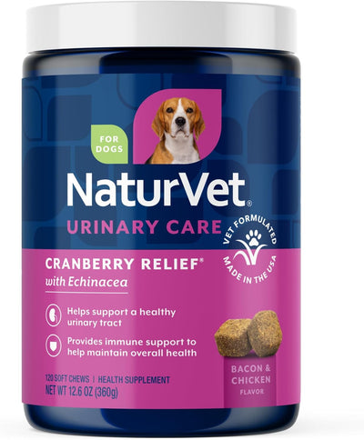 NaturVet Cranberry Relief 120 Count Soft Chew (Jar) with Echinacea for Dogs