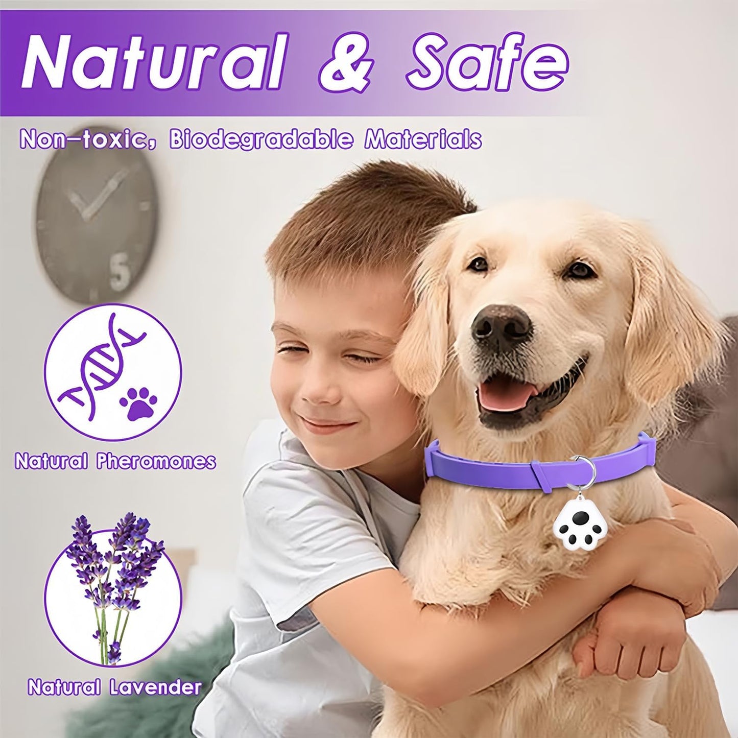 GPS Tracking & Calming Dog Collar - for New Environment Adaptation Anti-Loss Anxiety Relief, (4 Pack + 1Tracker)