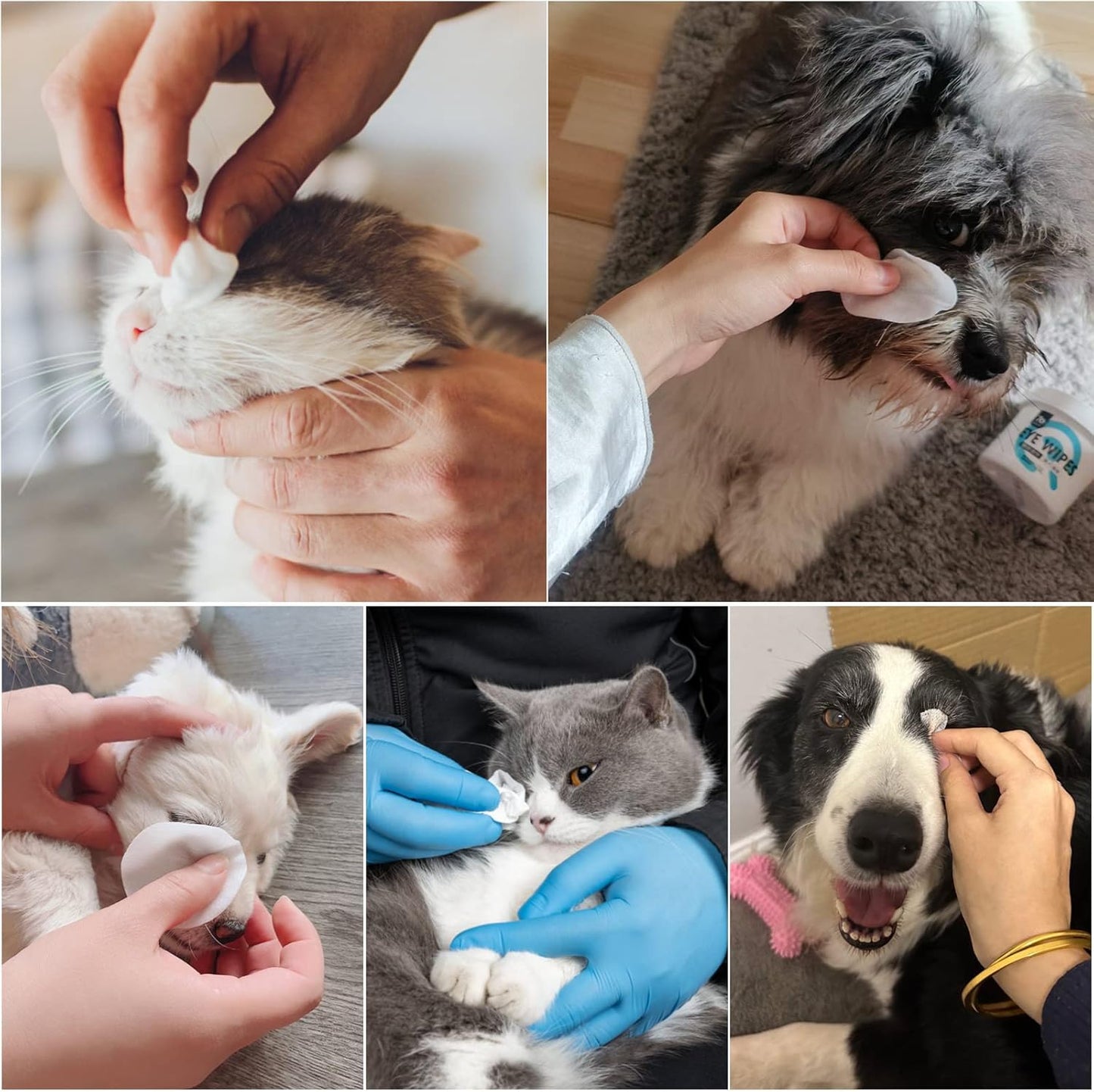 Pet Gentle Teeth Wipes, 150 Pcs Universal Cat & Dog Grooming Wipes, Natural and Safe for Removing Dirt Crust and Discharge, Hypoallergenic for Teeth, Ear, Nose