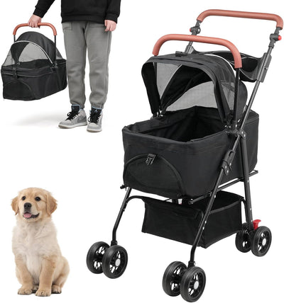 Advwin 3 in 1 Folding Dog Stroller, Pet Stroller for Small/Medium Dogs