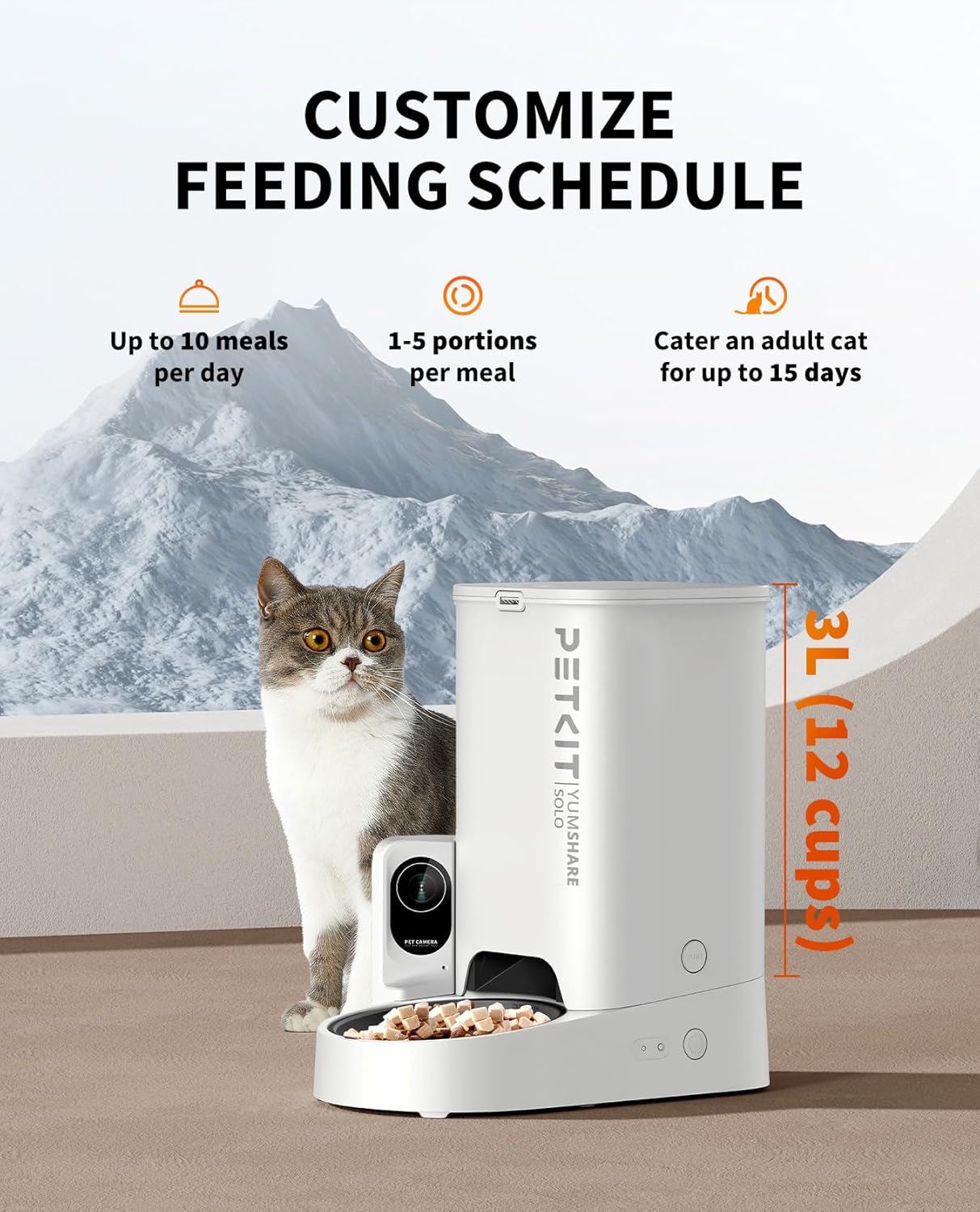 PETKIT Automatic Cat Feeder with Camera, 1080P HD Video with Night Vision, 2.4G WiFi Pet Feeder with Phone App Control, 2-Way Audio for Cats and Small Dogs, Portion Control Up to 10 Meals Per Day
