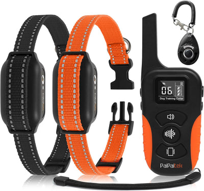 Dog Vibration Collar with Controller for 2 Dogs No Shock, 9 Types of Beeps and Vibrations, 3300ft Range & Upgraded Waterproof Training Collar for Dogs 5-120lbs - No Prongs