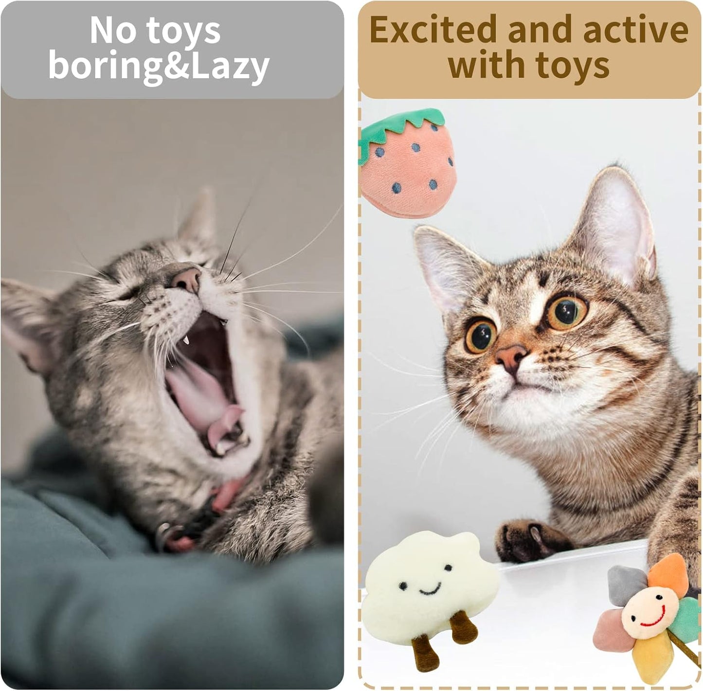 Catnip Toys for Indoor Cats - Cute Chew Toys for Teething, 3Pcs Bite Resistant Toy With Catnip
