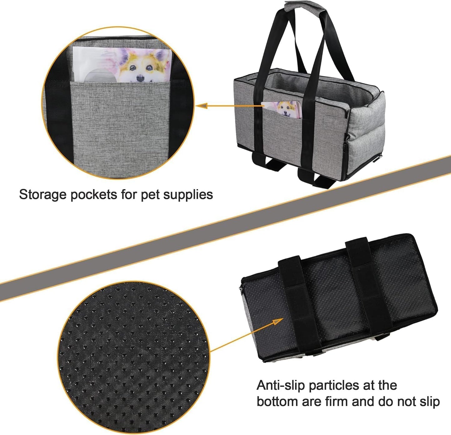 Anfower Center Console Dog Car Seat, Dog Car Seats for Small Dogs 0-15lbs
