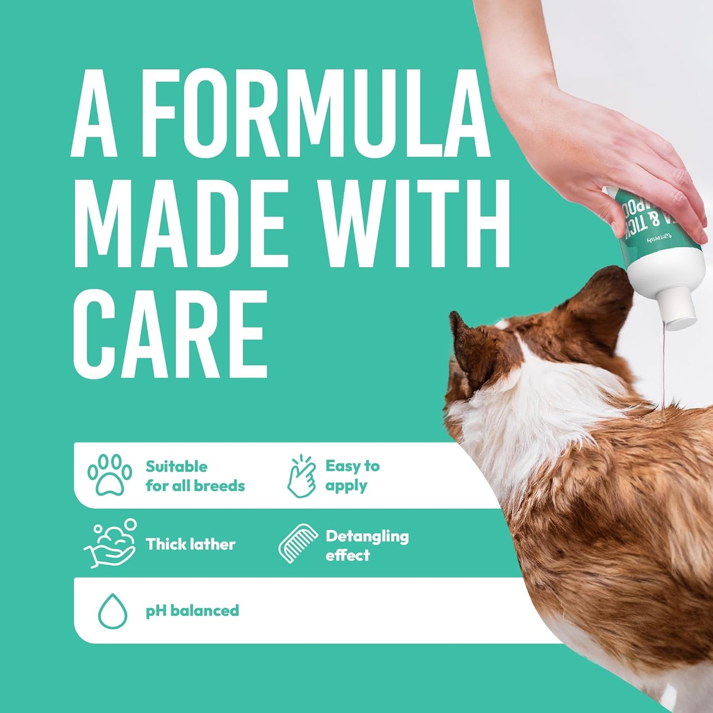 Medicated Flea & Tick Shampoo for Cats & Dogs – 500ml – Anti-bacterial & Anti-fungal - Soothing Cleanser for Itchy, Sensitive Skin – Remove Fleas & Ticks Fast – PETA Approved – Made in Germany