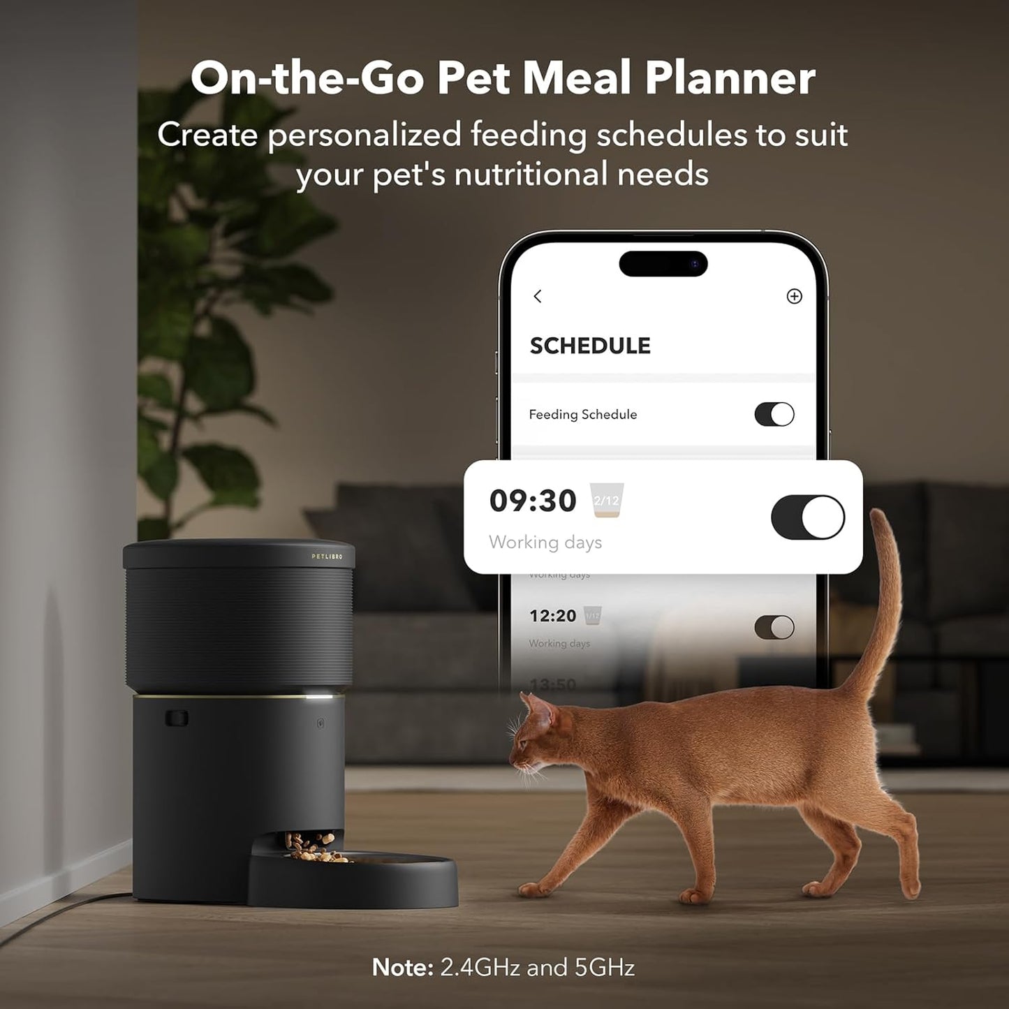 PETLIBRO Automatic Cat Feeders, 5G WiFi Pet Feeder with Vacuum Food Storage for Pet Dry Food, Low Food & Blockage Sensor, 1-10 Meals Per Day, Up to 10s Meal Call for Dog & Cat