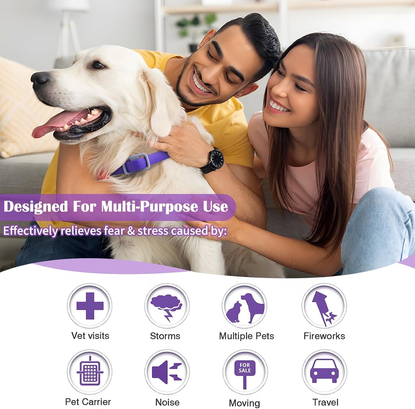 2Pcs Calming Collar for Dogs and Cats, Pheromone Calm Collars Relief Anxiety Stress Separation Lasts 60 Days