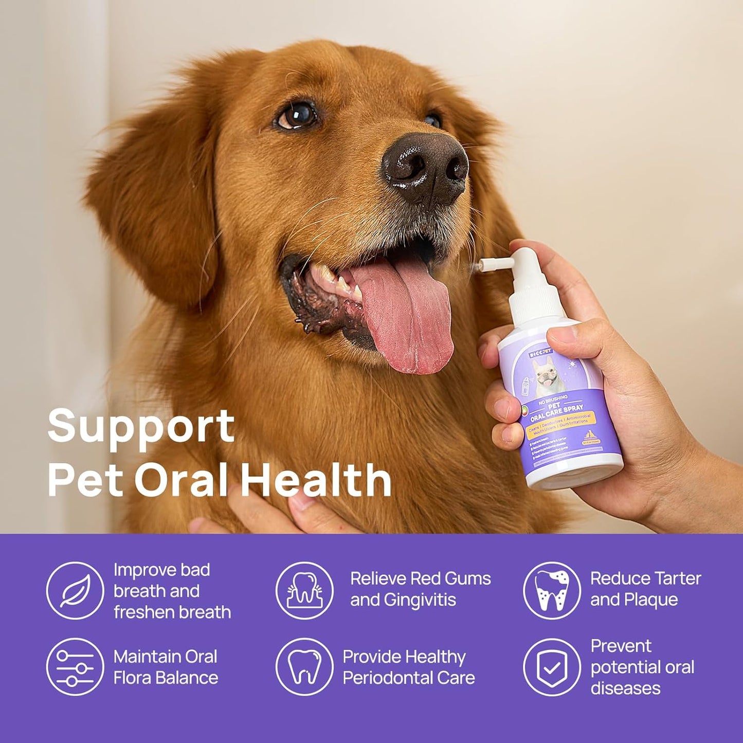 HICC PET Dog Dental Care Spray, Dog Breath Freshener