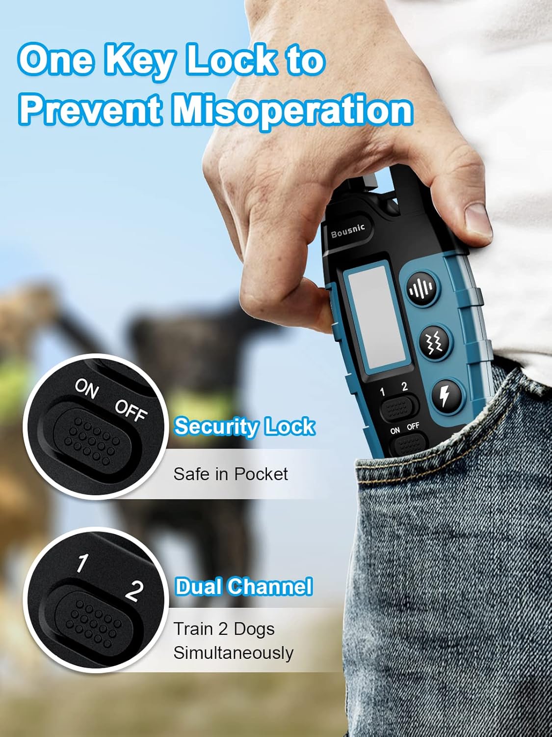 BOUSNIC Dog Shock Collar 2 Dogs (5-120Lbs) - 3300 ft Waterproof Training Collar