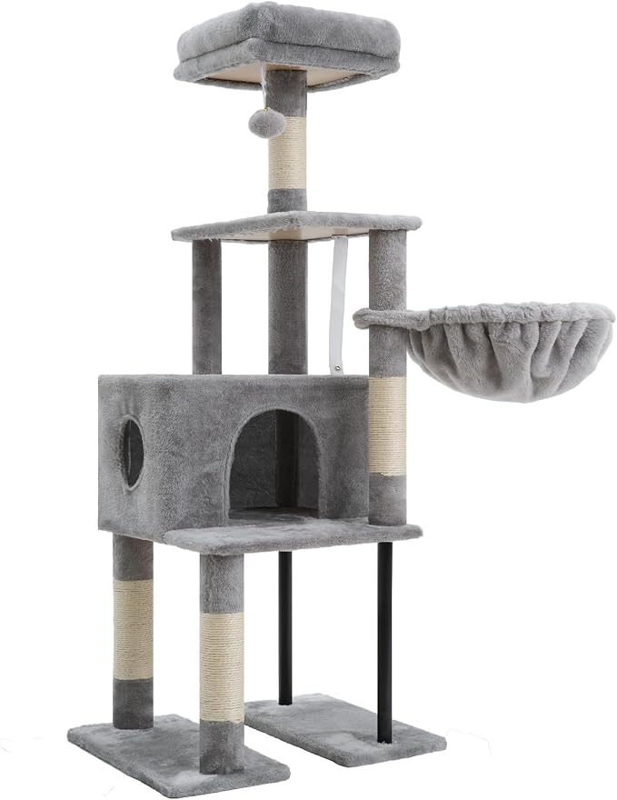 Heybly Cat Tree with Toy, 49.2 inch Cat Tower for Indoor Cats HCT200SW-1 |