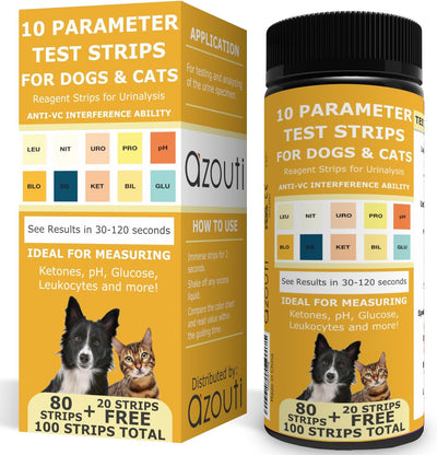 Pet Test Strips for Dogs, Cats, and Other Animal Pets. Accurate Urine Monitoring and Testing Kit That Helps Veterinarian Tests for Blood, Glucose, pH, Specific Gravity, UTI, Liver and Kidney Health.