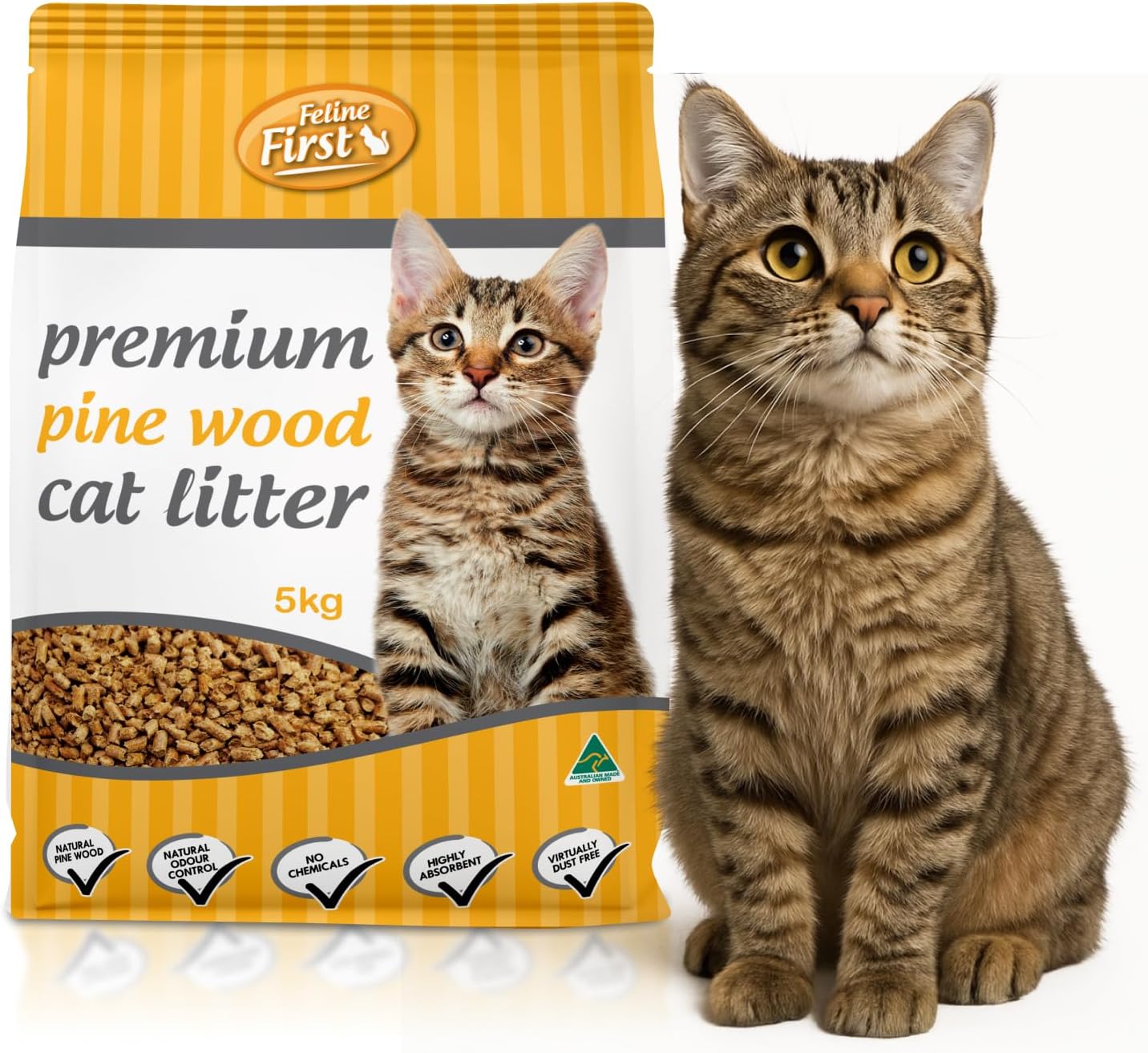 Feline First Pine Wood Kitty Litter, 5kg