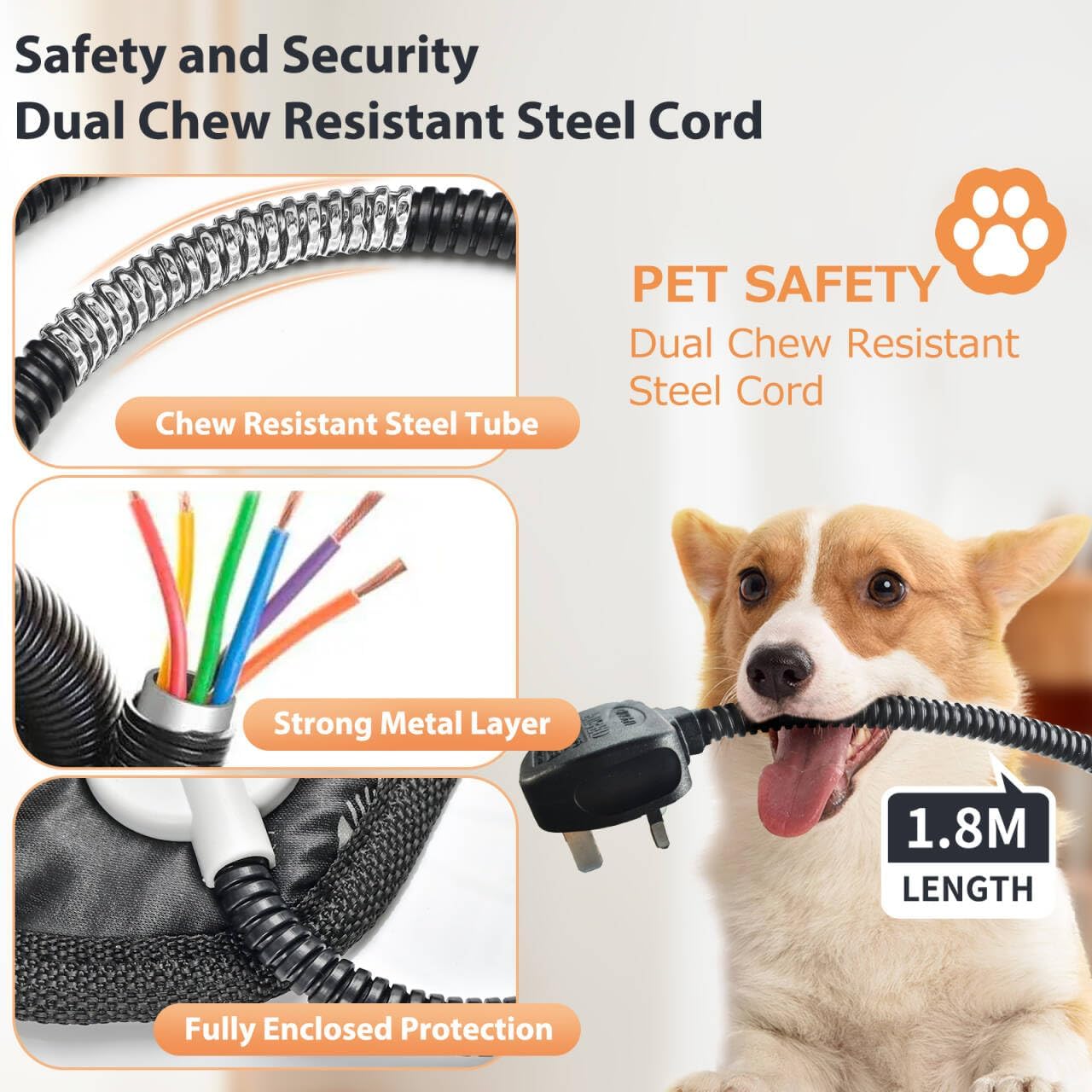 Pet Heating Pad 70x45cm,Anti-Bite Waterproof Heated Dog Blanket with Adjustable Timer and Temp Controlle