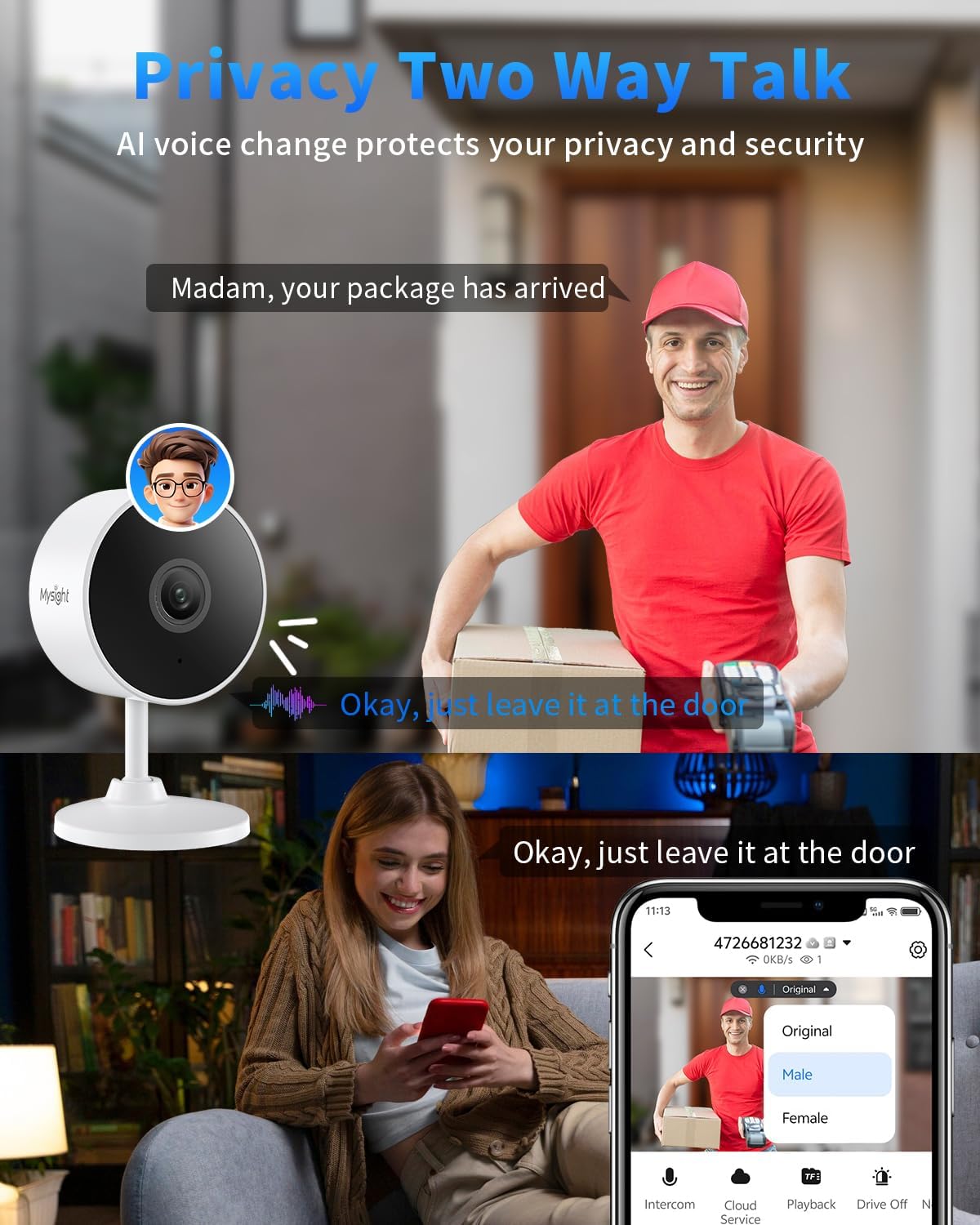 [5G & 2.4G] 2K Indoor Security Cameras for Home Security, AI Voice Change for 2-Way Talk, Motion Detection, Night Vision