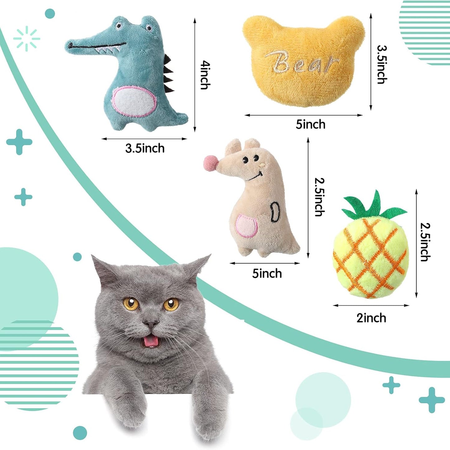 20 Pieces Catnip Toys for Indoor Cat Plush Cat Chew Toys