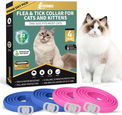 4 Pack Flea Collar for Cats, 32 Months Flea and Tick Prevention for Cats, Waterproof Cat Flea Collar