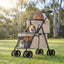 Double Layer Pet Stroller Cat Dog pram, Lockable Wheels Carriers, Foldable for Storage, for Small Medium Sized Pets, Simple Assembly (Brown)