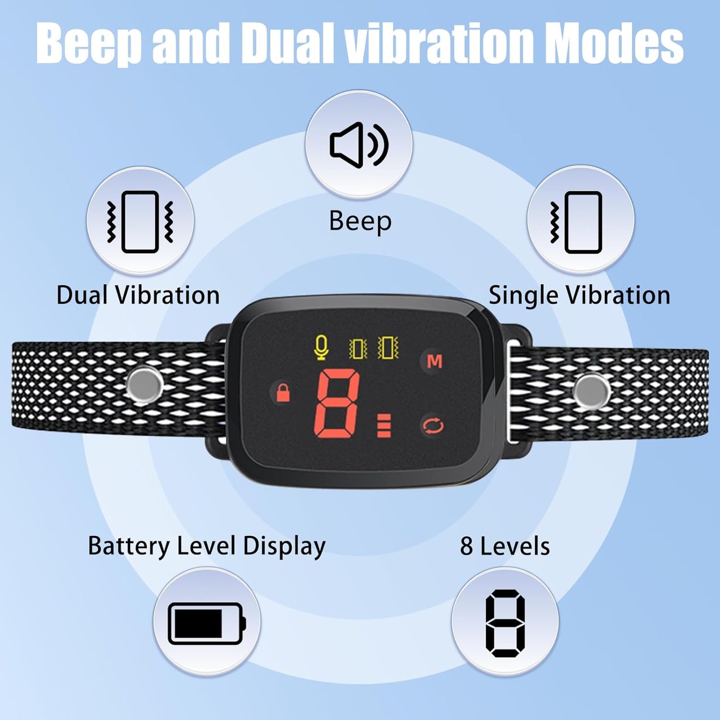 Anti Bark Collars for Dogs, No Shock Bark Collar, IP67 Waterproof Barking Collar