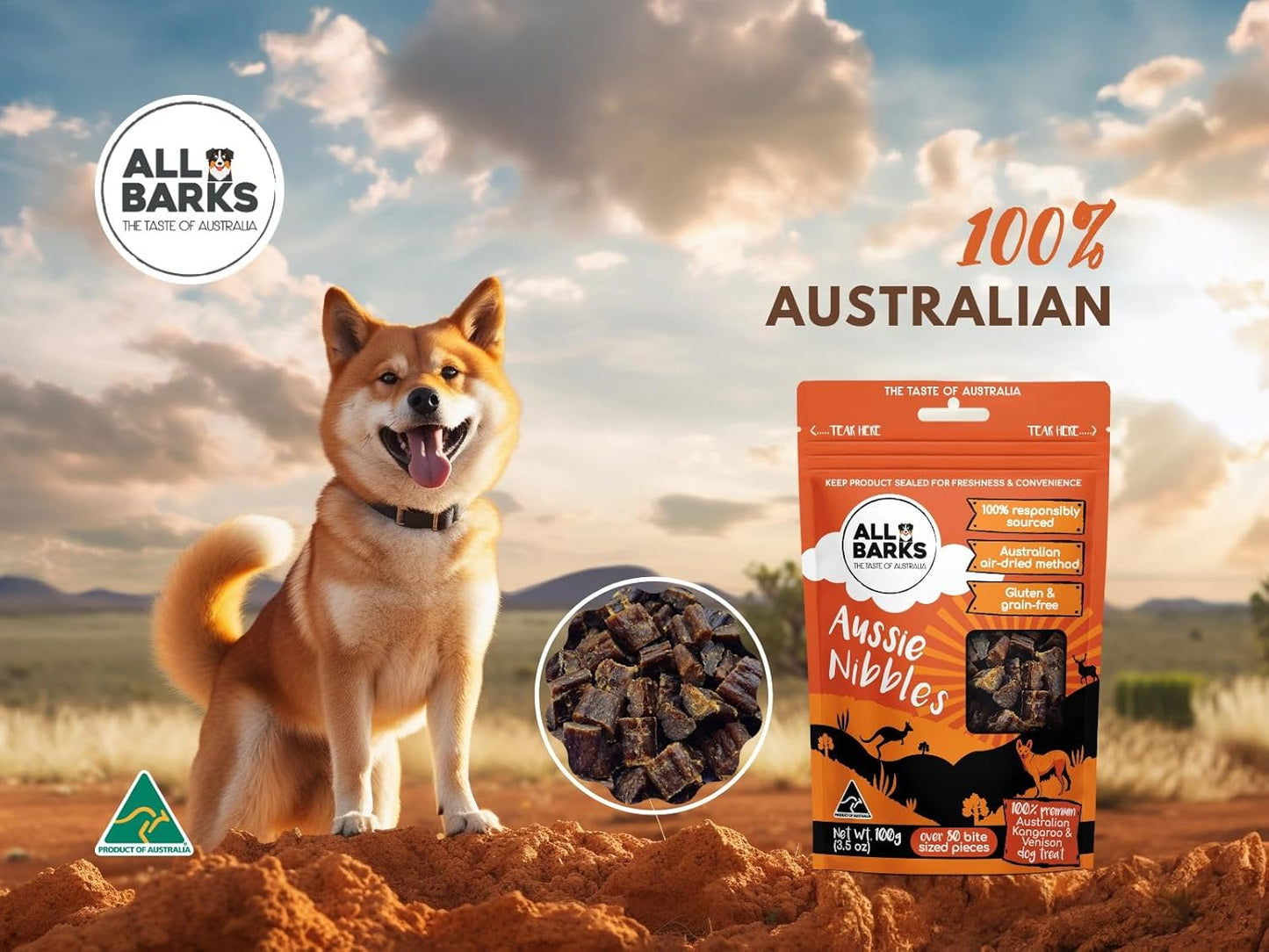 Aussie Nibbles - 100% Aussie Venison and Kangaroo - 100g