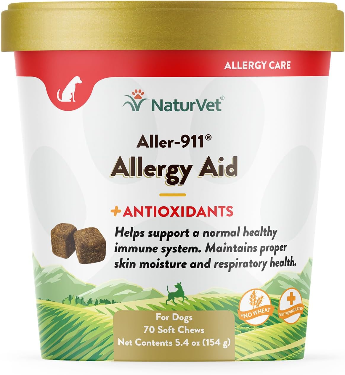 NaturVet Dog Allergy Relief Supplement - Soothes Itchy Paws, Eyes, Ears, Skin - Stops Itching, Licking, Scratching - Supports Seasonal Itching